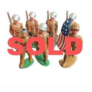 Barclay Manoil Lot Of 7 Soldiers 1 With AMERICAN FLAG